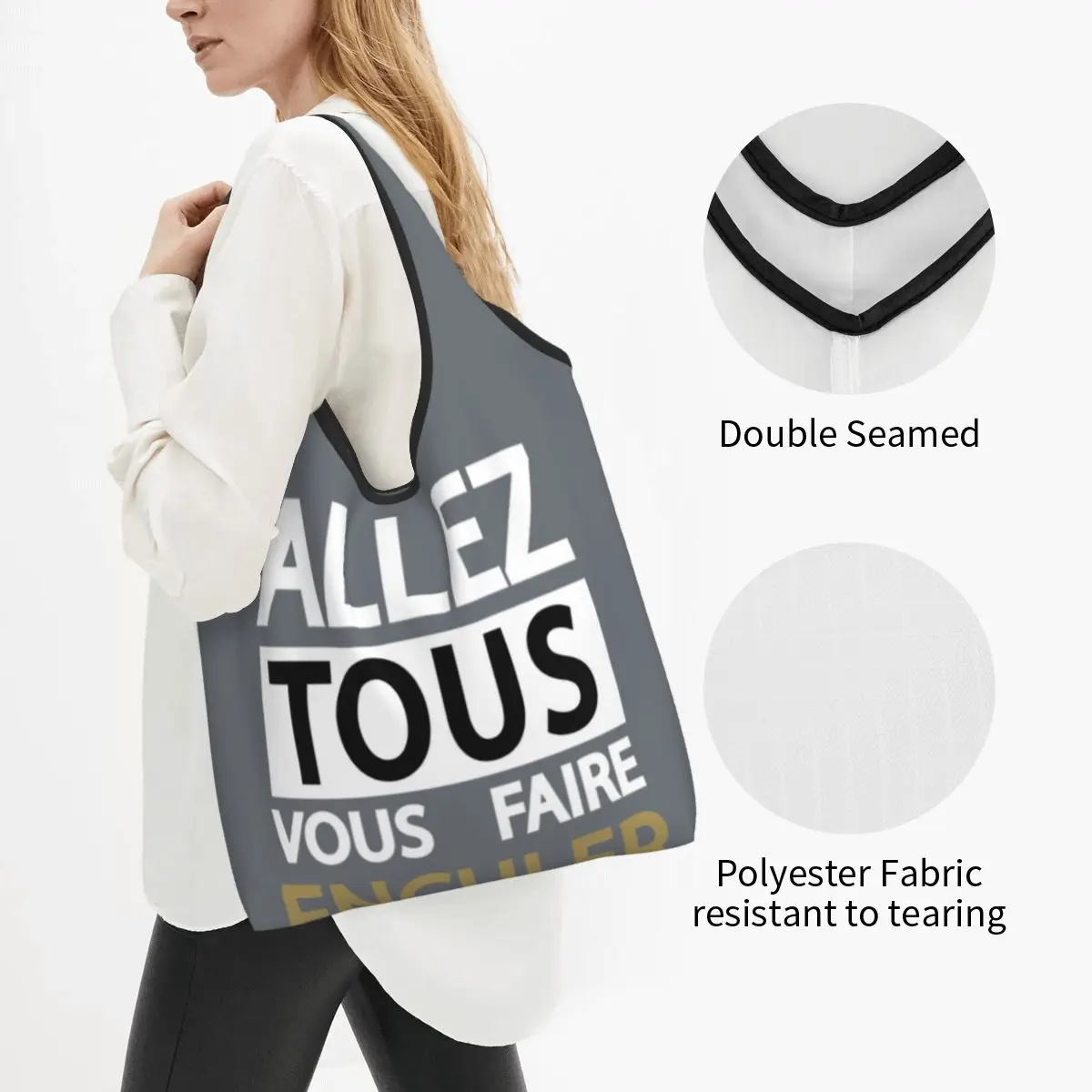 Jean Marie Bigard-Aller Tous Vous Faire Enculer Active Shopping Bags Large Capacity Shopper Bag Grocery Handbag Shoulder Bag