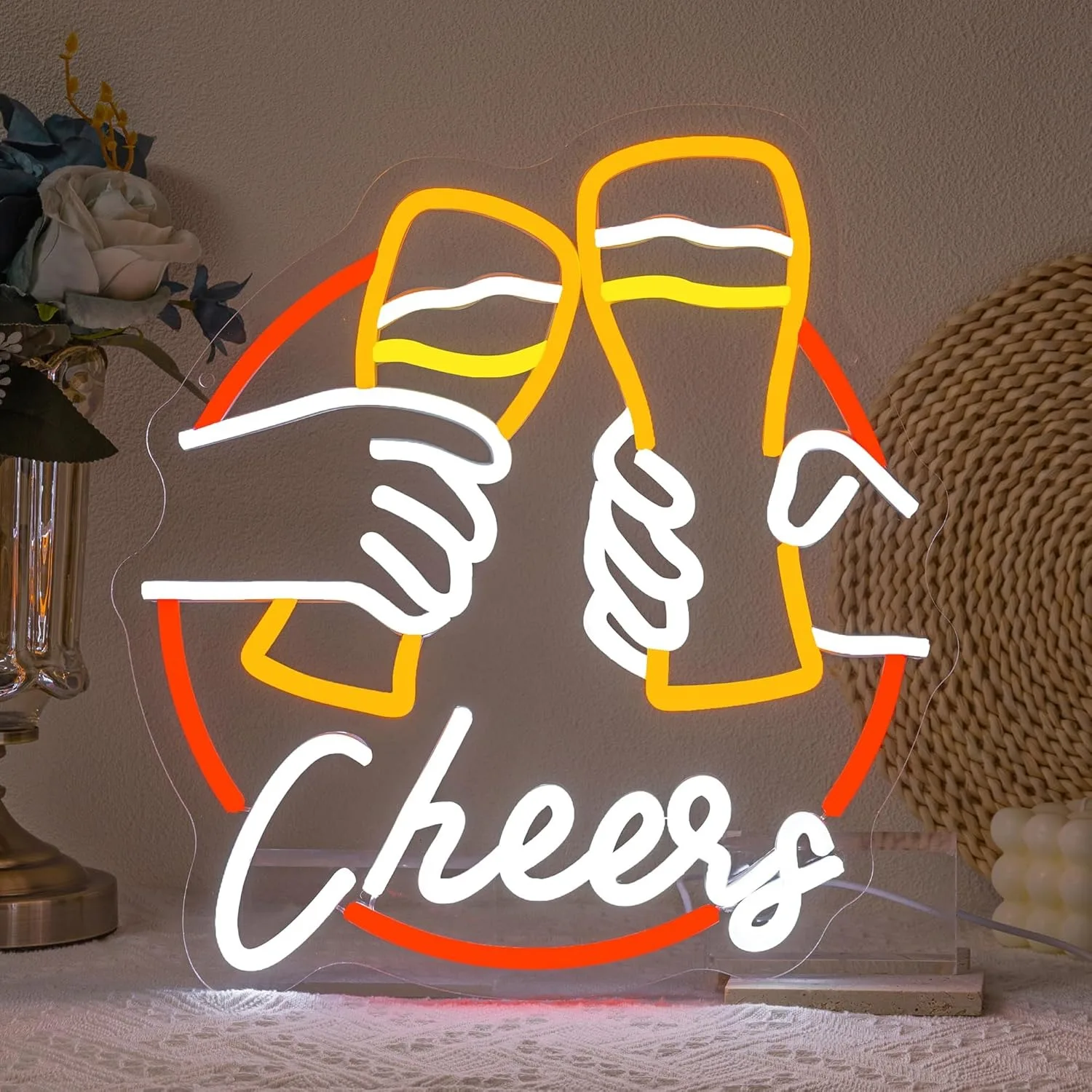 Cheers Neon three-dimensional design open-air bar Beer Club decoration Party Party Nostalgic tavern atmosphere decoration