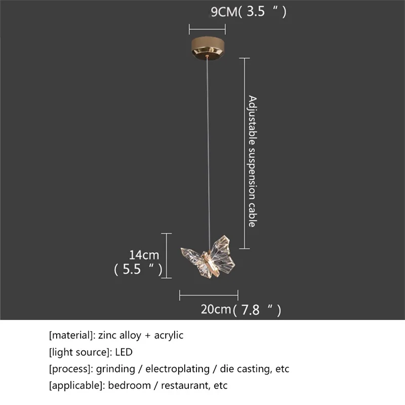 Imagem -06 - Temar Nordic Borboleta Candelabro Lâmpadas Luminárias Contemporâneas Pingente Luzes Casa Led para Quarto
