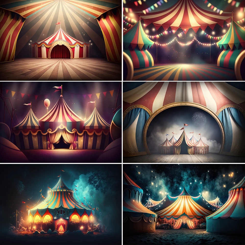 

Circus Carnival Photography Backdrop Props Newborn Baby Birthday Decoration Balloon Neon Lights Party Background Photo Studio