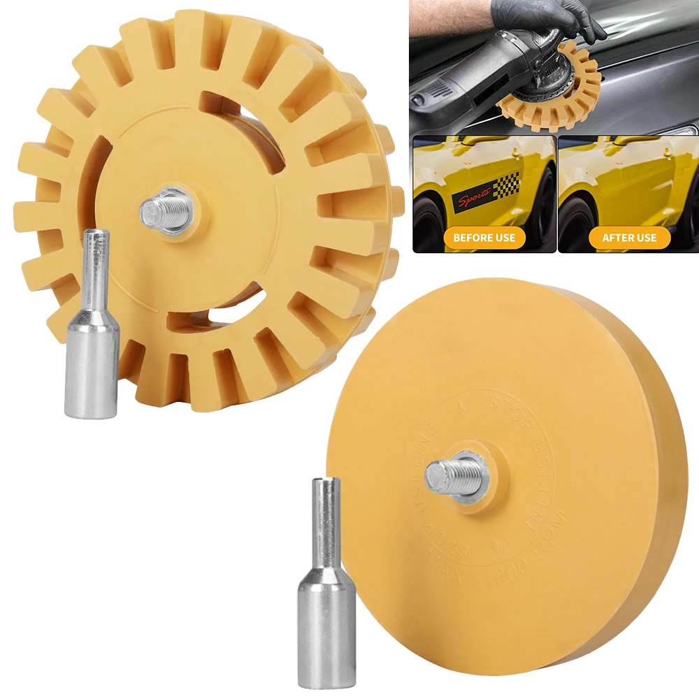 SI FANG 2pcs Decal Eraser Wheel 3.5-4 Inch Pin Stripe Removal Tool with Adhesive Remover Pad And Adapter for Graphics Removal