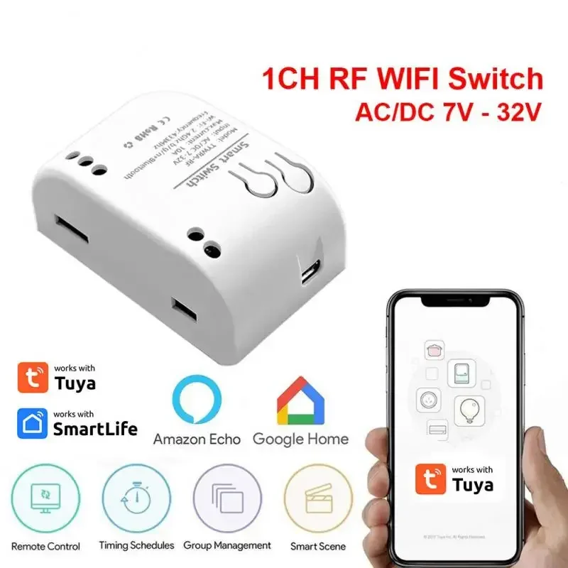 Tuya Smart Wifi Switch Module 5V 12V 32V 220V RF 433 Radio Remote Control 1/2 Channels Inching Relay for Alexa Smart Home