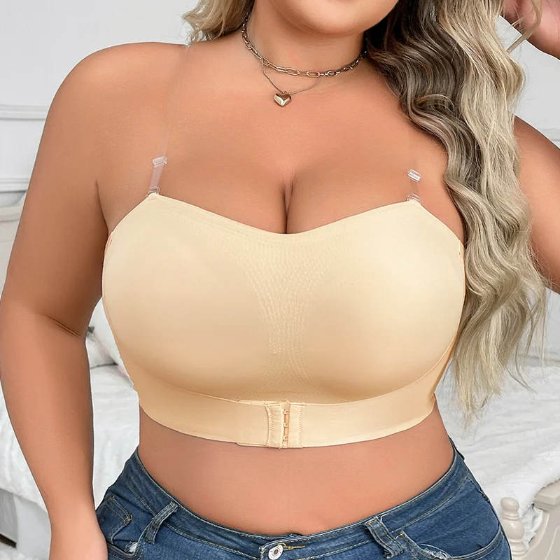 

Women Push Up Bra Front Closure Plus Size Brassiere Anti-slip Removable Strap Padded Underwear Wireless Breathable Lingeries