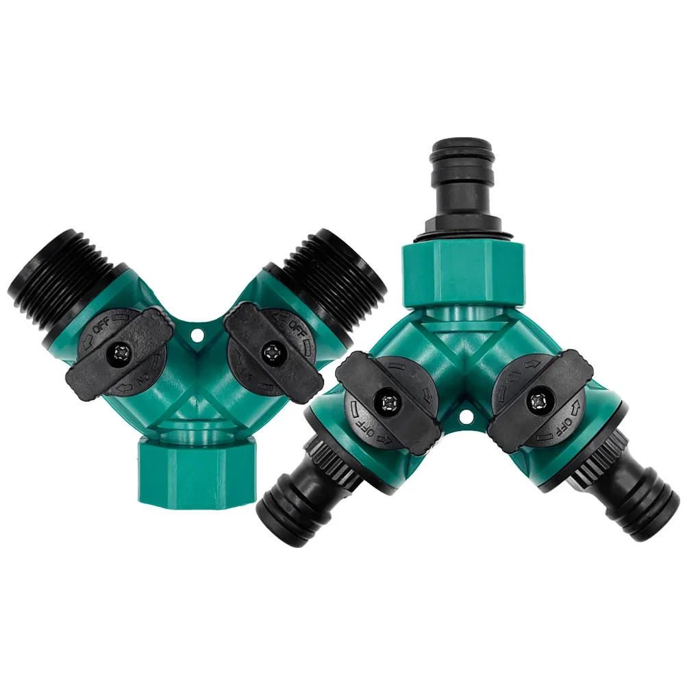 

2 Way Garden Hose Splitter Garden Hose Connector with Faucet Watering Shut Off for Landscaping Flower Planting Irrigation