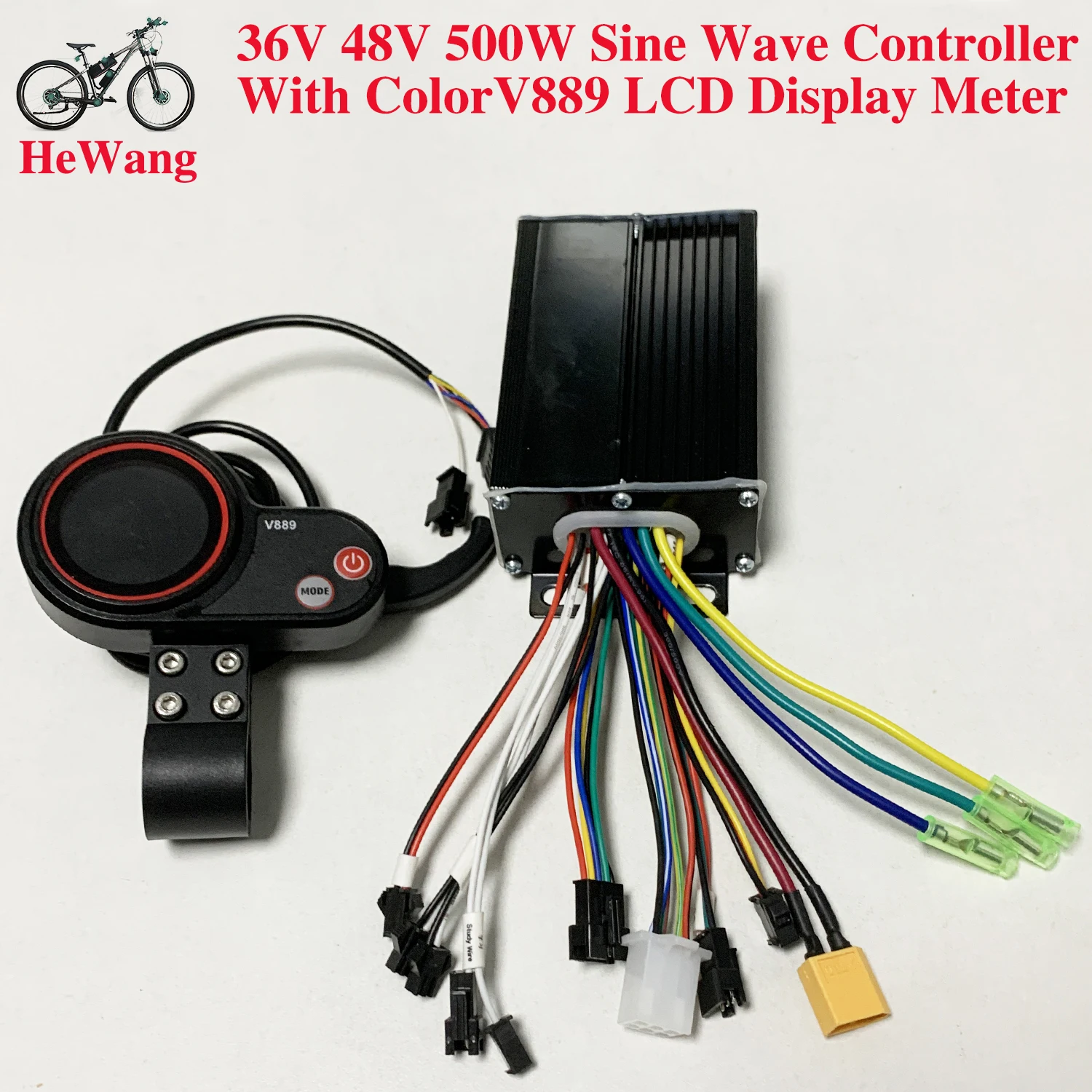 

24V 36V 48V 350W 500W sine wave Brushless Motor controller 20A with color V889 LCD display for E-bicycles scooter motorcycle