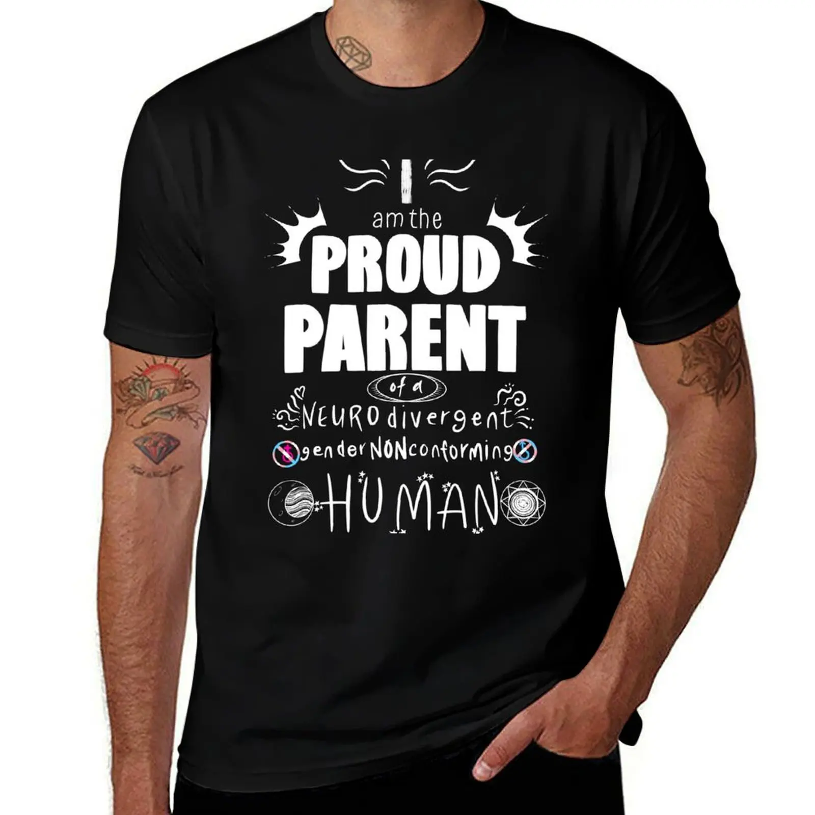 Proud Parent of Human (Trans Colors) T-Shirt sweat plain man t shirt Men's cotton t-shirt