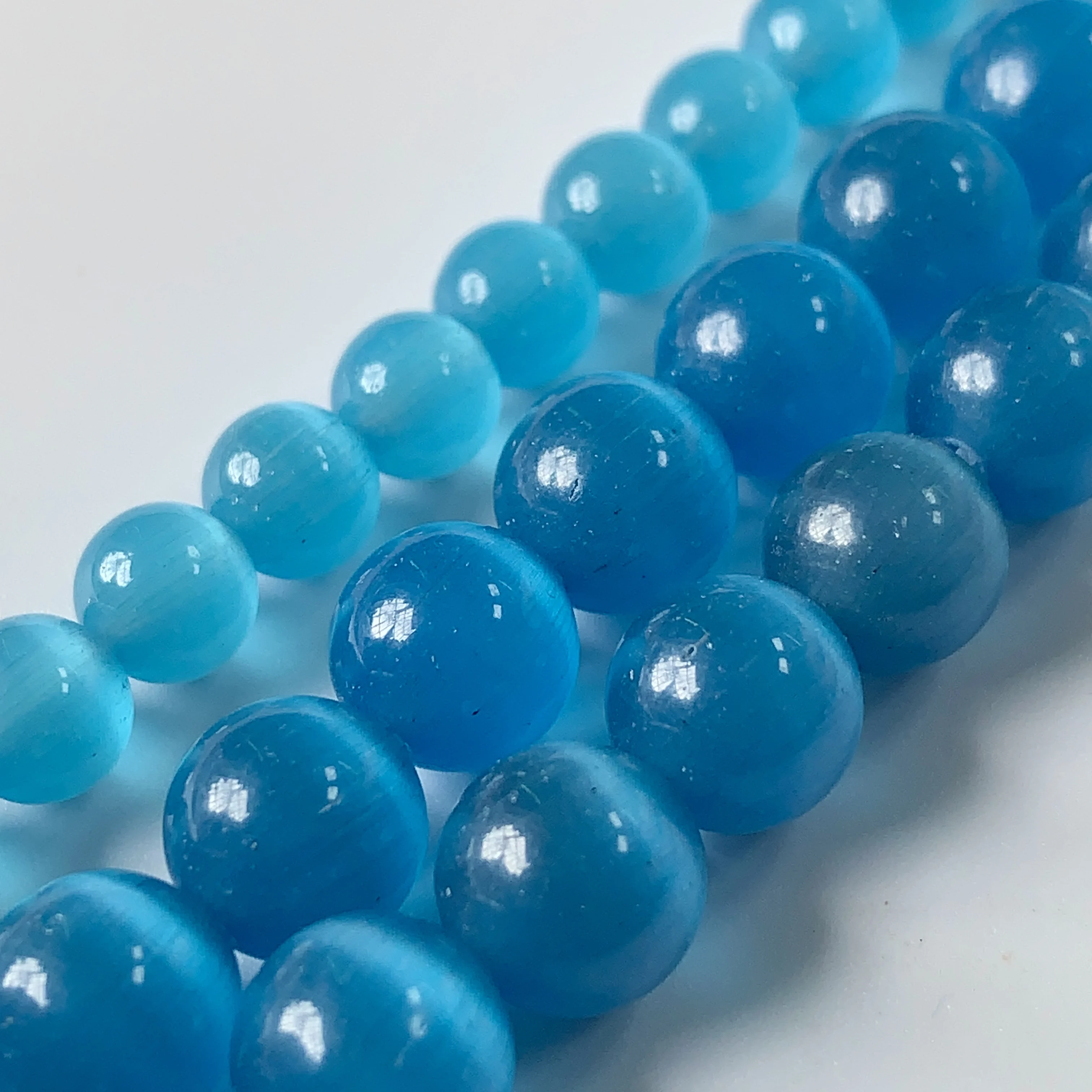 Quality Dark Lake Blue Cat Eye Beads Glass Charm Beads Set For Jewelry Making Stone DIY Necklace Bracelets 6/8MM