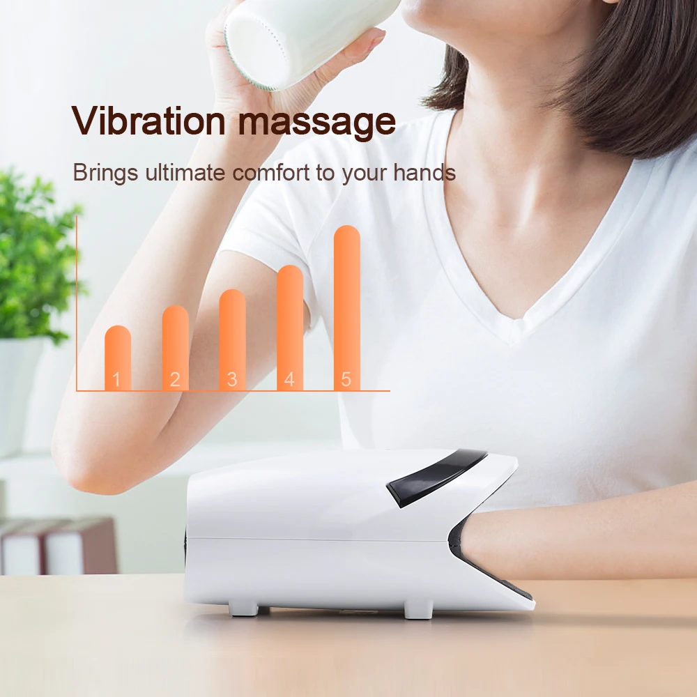 Smart Air Pressure Hot Compress Hand Massager Palm Acupoint Compression Vibration Massage Heated Wrist Fingers Spa Relax Muscle