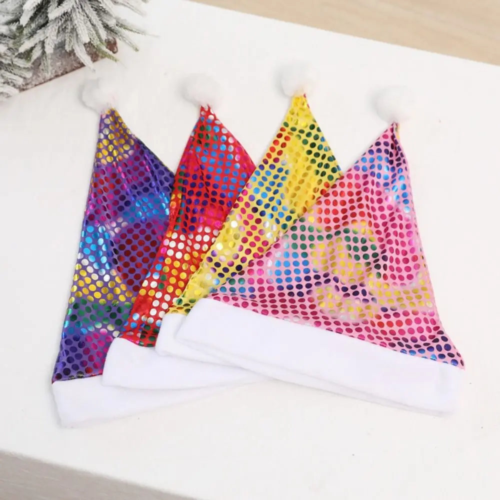 

Printed Beads Christmas Hat with Plush Ball Merry Christmas Decoration Santa Claus Hat Velvet Korean Style Plush Beanie