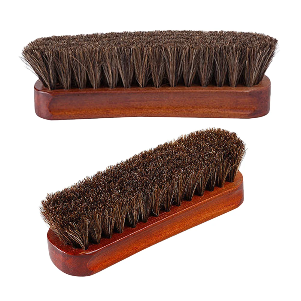 

2 Pcs Horse Hair Brush for Shoes Brushes Bristle Polish Kit Cleaning Horsehair