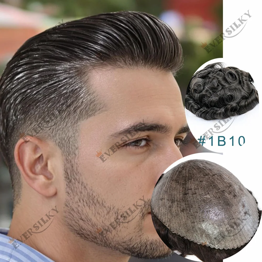

30mm Wave Men's Undetectable Skin PU Toupee Capillar Prosthesi Brown Grey Black Soft HumanHair Injected Microskin System for Man