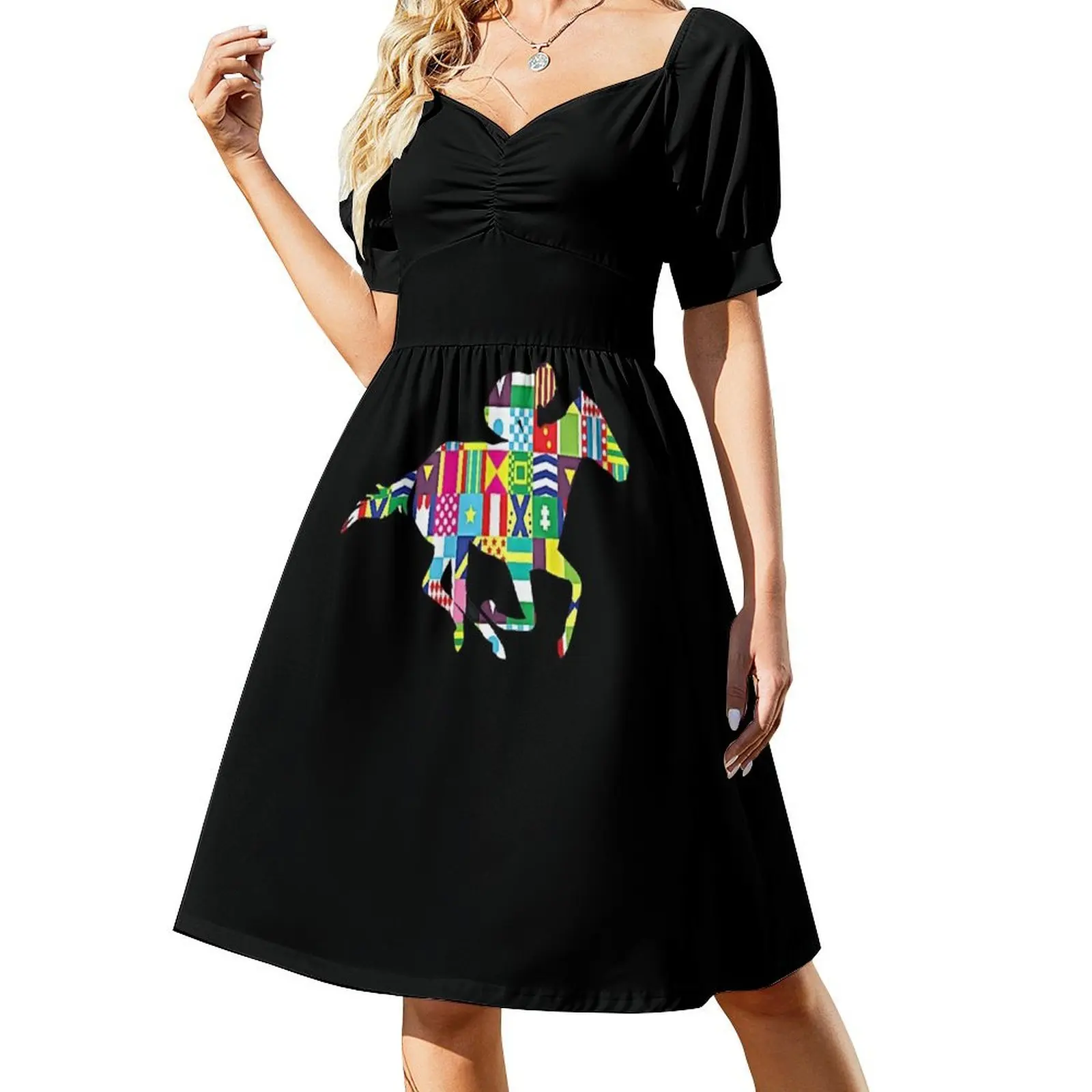 Cute Kentucky Horse Racing Silks Short Sleeved Dress women dresses Women dresses summer Casual dresses Dress