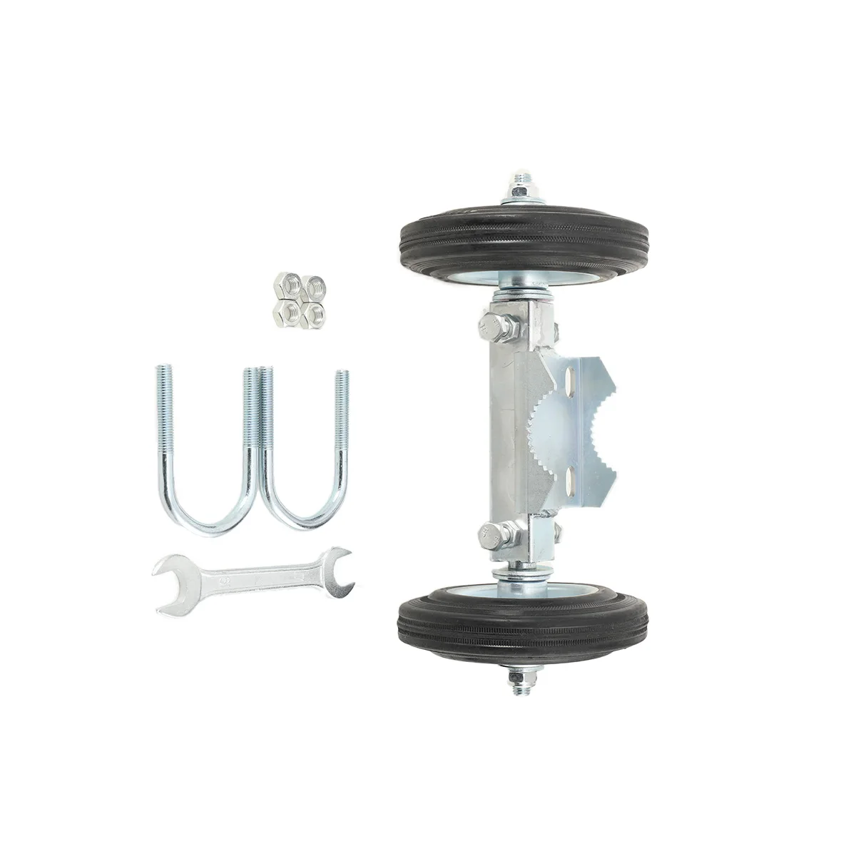 Chain Link Double Wheel Carrier with 6" Solid Rubber Wheels for Sliding Gates - Helper Wheel