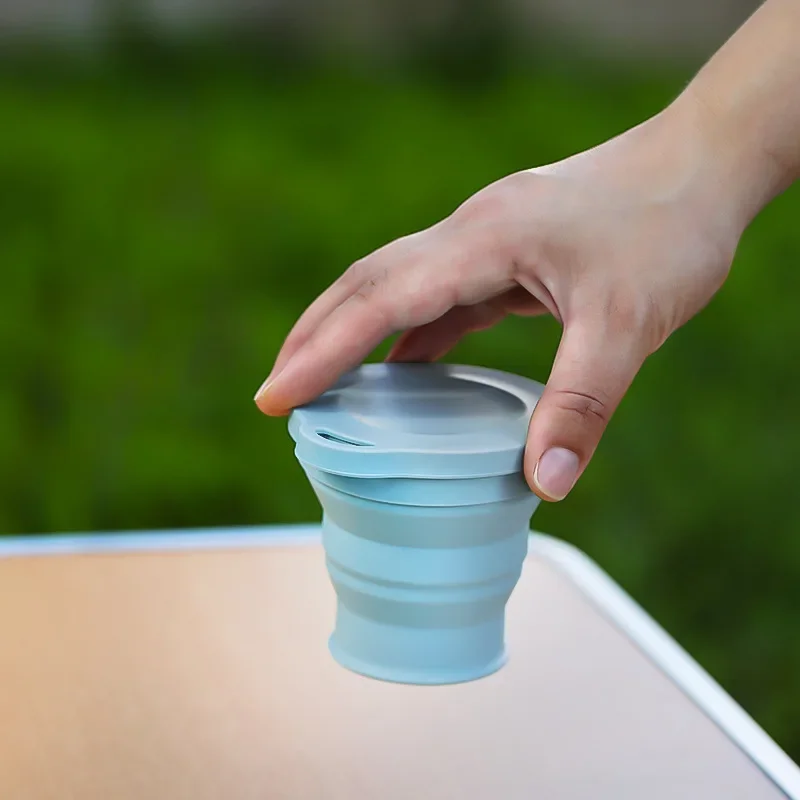 Outdoors Silicone Folding Cup with Hanging Hole Creative Water Cup Travel Portable Washing Cup Fashion Travel Silicone Cup image 6