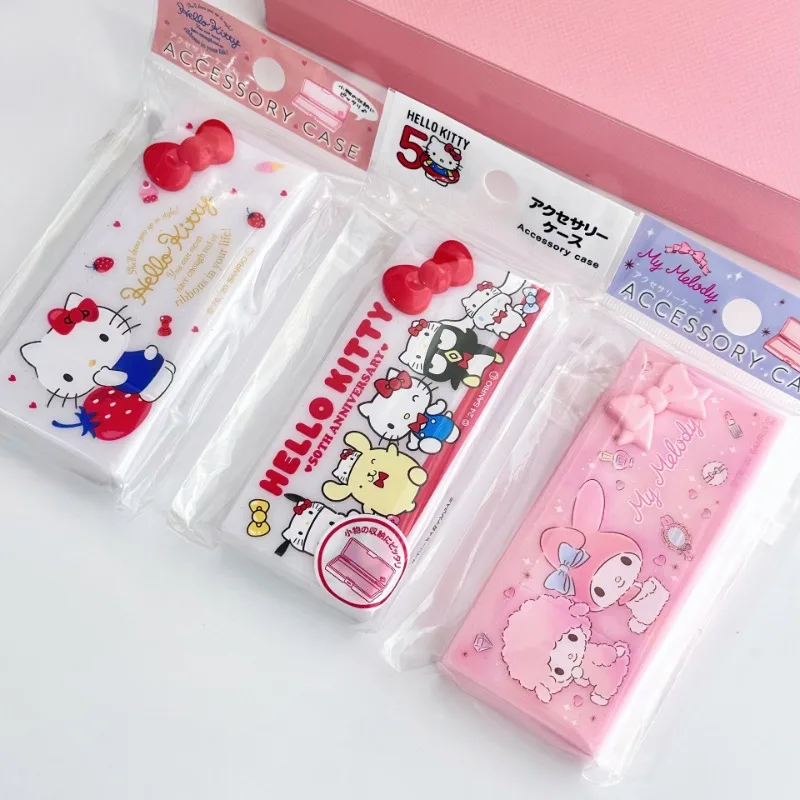 

Kawaii Hello Kitty Cotton Swab Box Small Item Toothpick Thread Portable Storage Box Cute Cartoon Anime Girl Student Wholesale