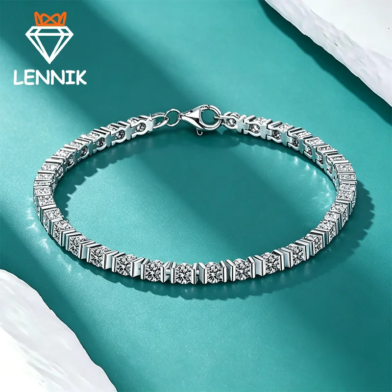 Moissanite Tennis Bracelet for Women & Men, 925 Sterling Silver 18K White Gold Plated, GRA Certified Fine Jewelry