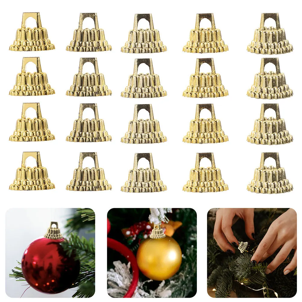 

100Pcs Christmas Ornament Caps Round Plastic DIY Replacement Xmas Hangers Caps for Tree Decorations Party Supplies