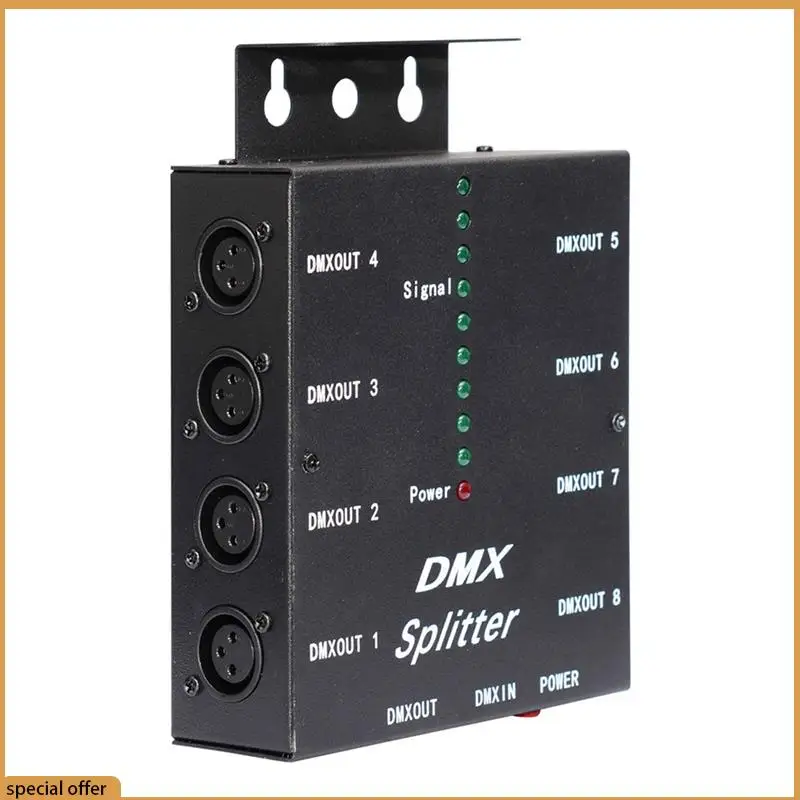 

A68Z 2X DMX512 Spillter 8 портов каналов изолированный 3-контактный оптический усилитель распределения для DJ Disco DMX сценическое освещение вилка европейского стандарта