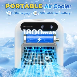 Portable Air Conditioner Mini Air Cooler Cooling Fan Air Conditioner Fan for Room Rechargeable Air Conditioning Humidifier Fan