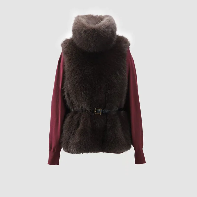 女性用エコフレンドリーファーベスト、ハイネックノースリーブプルオーバージャケットトップ、プレミアム品質ベスト、2025、冬、新着、Y2K