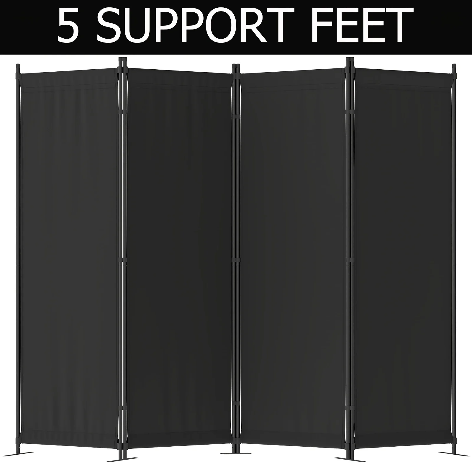 

4-Panel Modern Black Privacy Screen - 88" Portable Folding Room Divider, Durable Plastic/Polyester/Metal, No Power Needed, for Home Office, Bedroom, Dorm Decor, Home Divider|Modern Room Divider|Durable Plastic Construction, Room Dividers And Folding Priva
