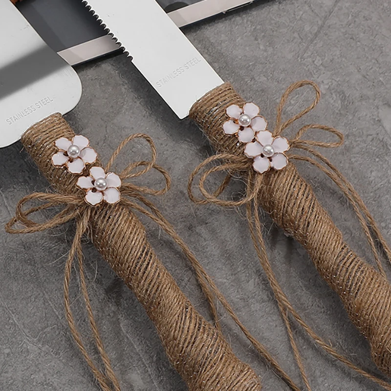 새로운 삼베 로프 웨딩 케이크 삽 세트 웨딩 소품 웨딩 기념품 선물