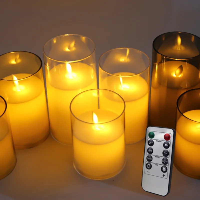 LED Pillar Candles Flameless Battery Operated Candles Timer Control Wedding Flickering Candle Concert Home Decor Party Supplies