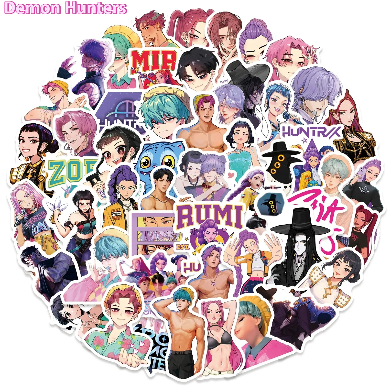 50 قطعة من ملصقات الرسوم المتحركة KPop Devil Hunter المقاومة للماء DIY الديكور الهزلي دفتر الهاتف المحمول لعبة الأطفال كوب الماء
