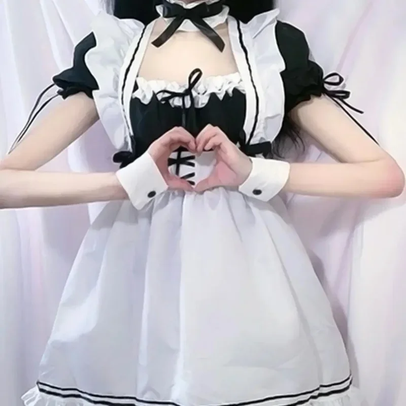 Cosbao-Lolita French Maid Cosplay Costume, Cute Waitress Maid, fur s for Girls, Woman Party, Uniform, Lovers
