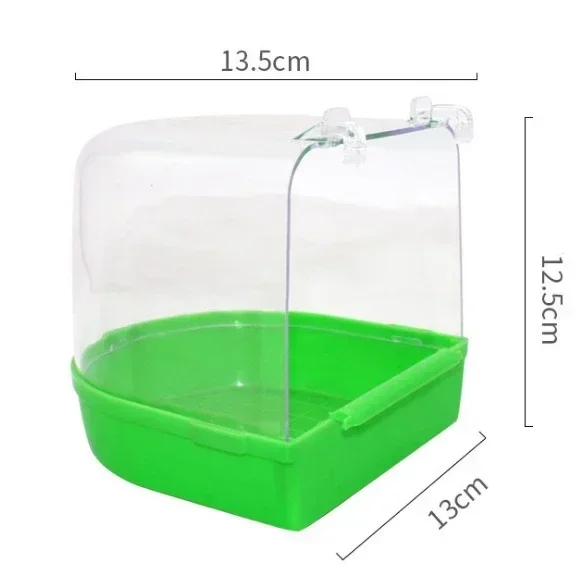 1pc Clear Bird Bath for Cage Parakeet Bird Cage Accessories Hanging Bird Bath Box Parrot Pet Bathing Tub with Clear View