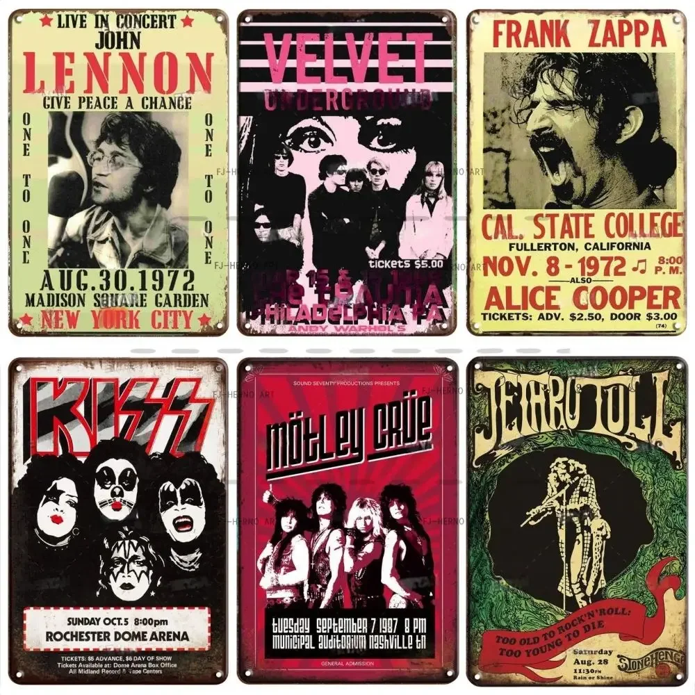 خمر الكلاسيكية روك باند الفن المعادن المشارك تين تسجيل الموسيقى بار حانة نادي ريترو رجل كهف ورشة غرفة المعيشة اللوحات الزخرفية #2