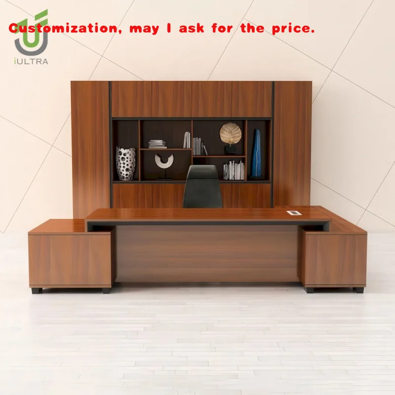 

Custom.IULTRA Большой L-образный стол для руководителя, роскошный современный комплект офисной мебели, прочный черный генеральный директор