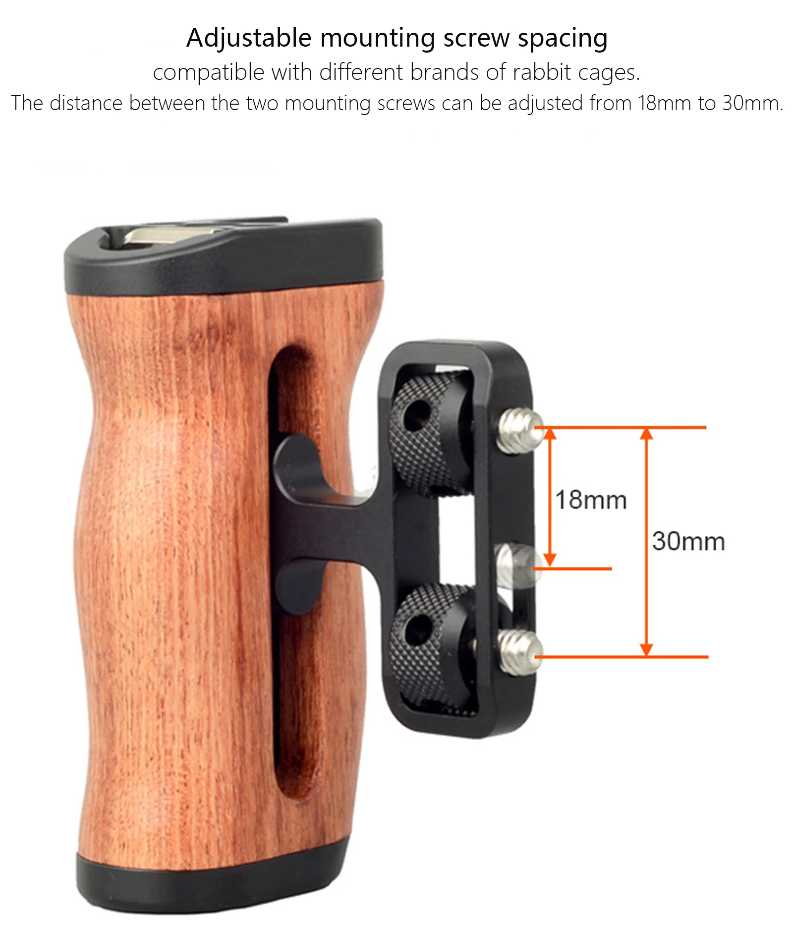 Universal Camera Cage Side Handle for Sony Canon Nikon Camera Cage Wooden Handle Grip Cold Shoe for Mic Video Light
