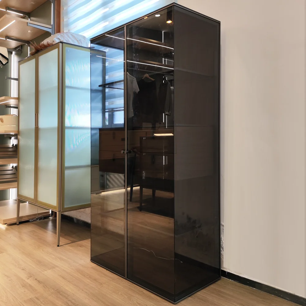 Furniture Modern Foldable Gold Handle Drawers Black Metal Cabinet Organizers Living Room Glass Handle Door Alloy Drawer Cabinet