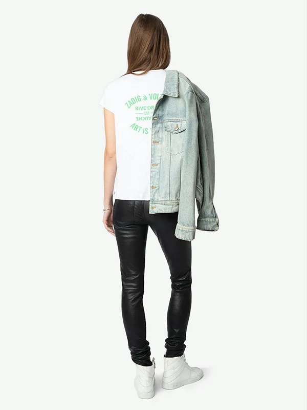 

Summer New Classic Cotton ort Sve T-irt Women's U-Ne Print Street Sle Moisture ng V-Ba Ladies Top