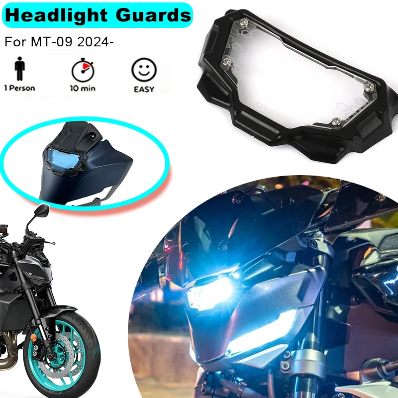 Fits For YAMAHA MT09 MT-09 V4 2024 2025 MT09 SP Motorcycle ABS Acrylic Headlight Protector Cover Protection Guard Front Lamp