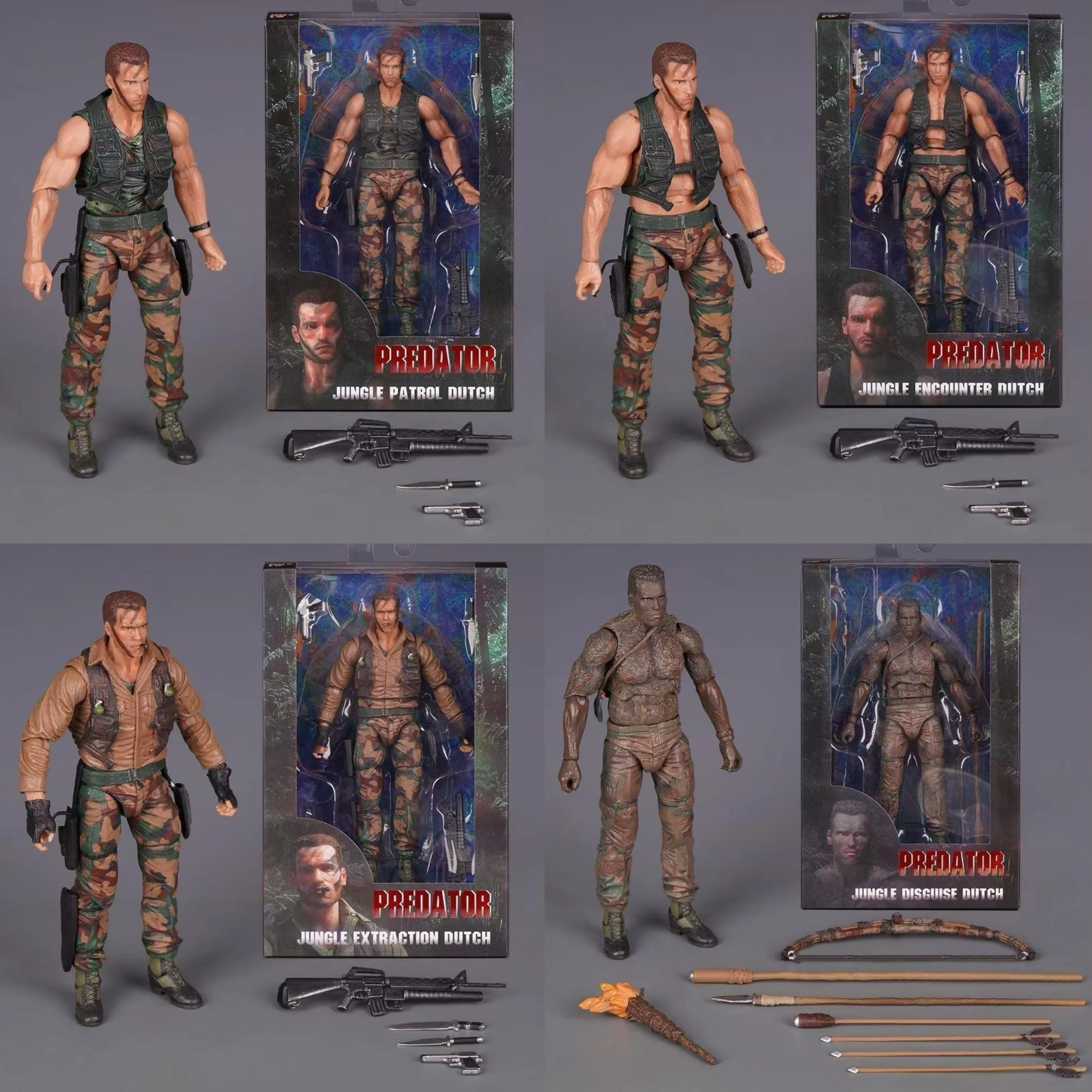 

In Stock Neca Predator Jungle Extraction Dutch Action Figure Schwarzenegger Figurine Statue Model Desktop Decoration Toy Gift
