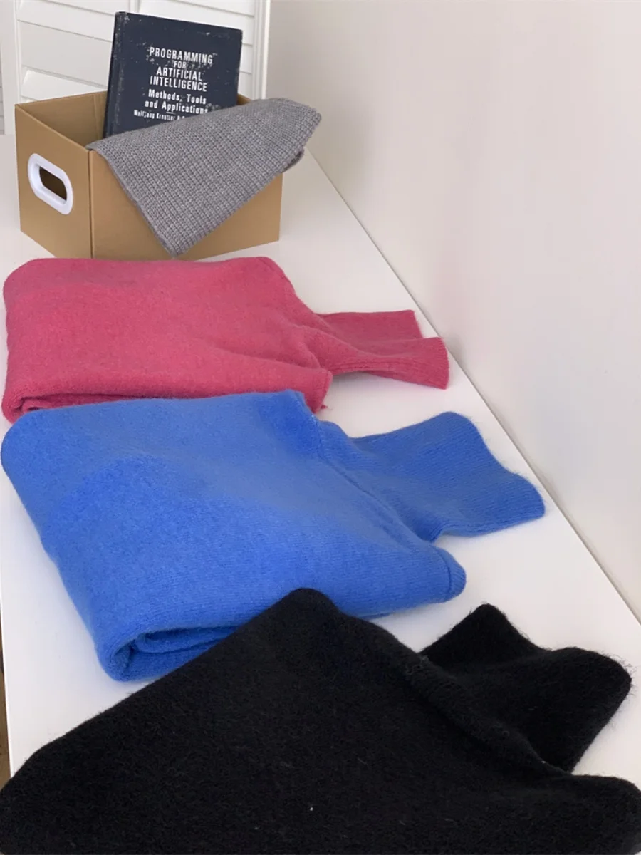 

Klein Blue Thiened Camere вязаный свитер с высоким воротником мягкий трикотаж с капюшоном зимний теплый женский модный свитер для поездок на работу