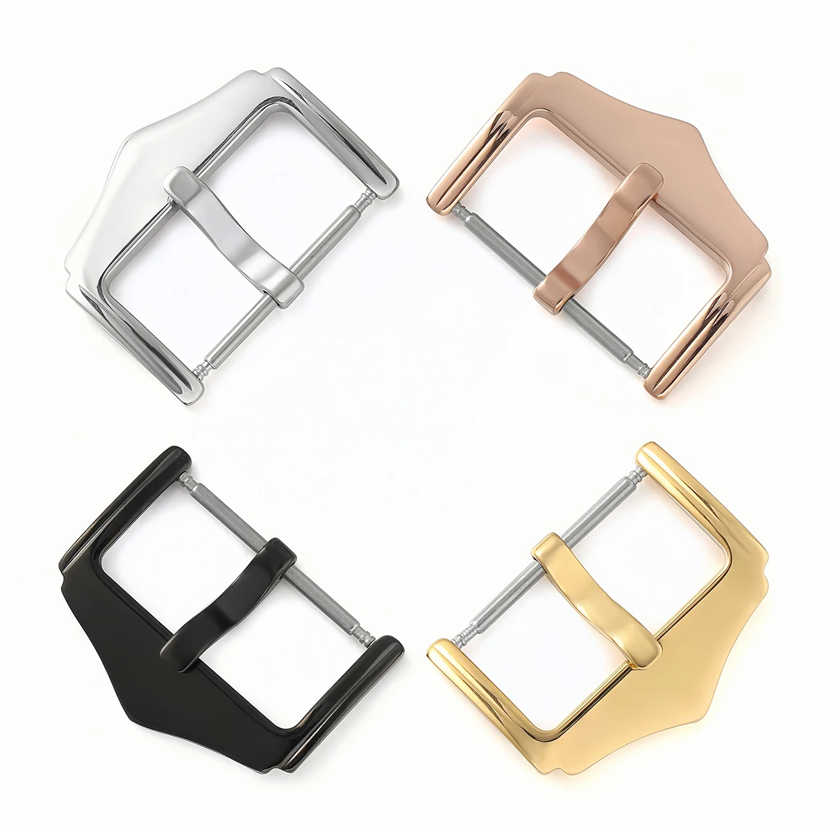 مشبك ساعة 304L الفولاذ المقاوم للصدأ الساعات زر دبوس المشبك ل حزام (استيك) ساعة استبدال مشبك 16/18/20/22 مللي متر ساعة اكسسوارات #4