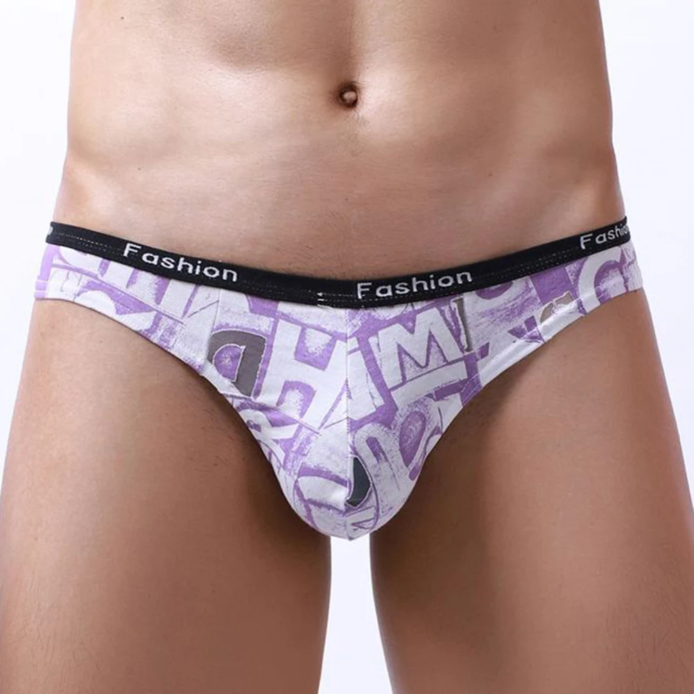 Men Printed Cotton Soft Thongs G-String Breathable Soft T-Back Bulge Pouch Underwear For Hot Man Underpants Summer Men's Panties
