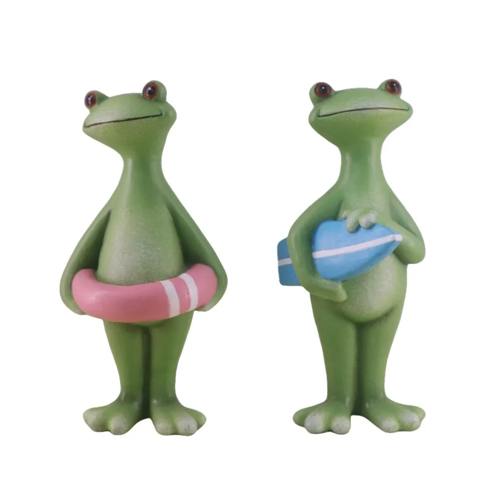 

Unique Gift Resin Vacation Frog Statue Cute Style Handmade Surfing Frog Statue Funny Small Frog Ornament Office Desk