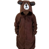 Brown Bear Onesie Women Men Animal Kigurumis  Pajama Cartoon Animal Slippers Festival Homewear Suit Overalls Polar Fleece - Image 2