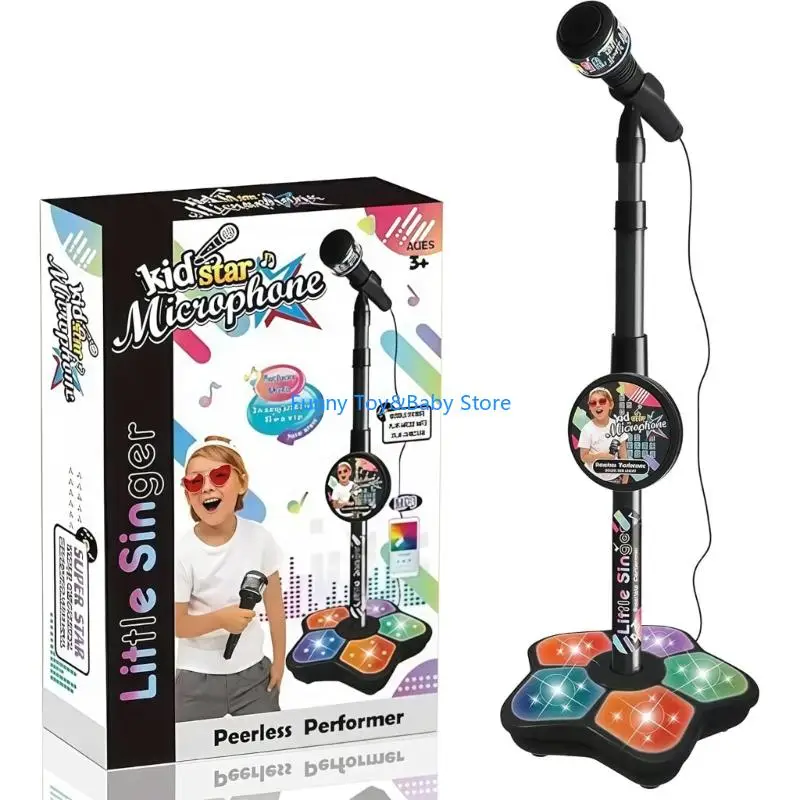 어린이 노래방 기계 마이크 장난감 어린이를위한 LED 조명 노래와 춤 재미있는 교육 음악 악기 장난감 C90B