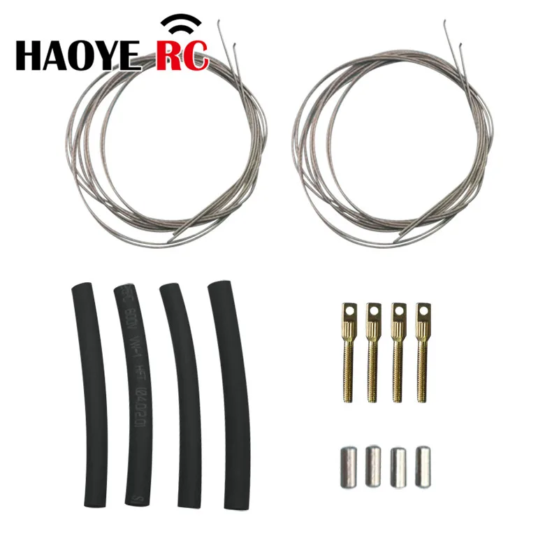 Haoye 1Set Servo Steering-Wheel Pull Steel Wire With Pull-Pull System Clevise Quick Link Couplers &Heat-Shrink Tube For RC plane