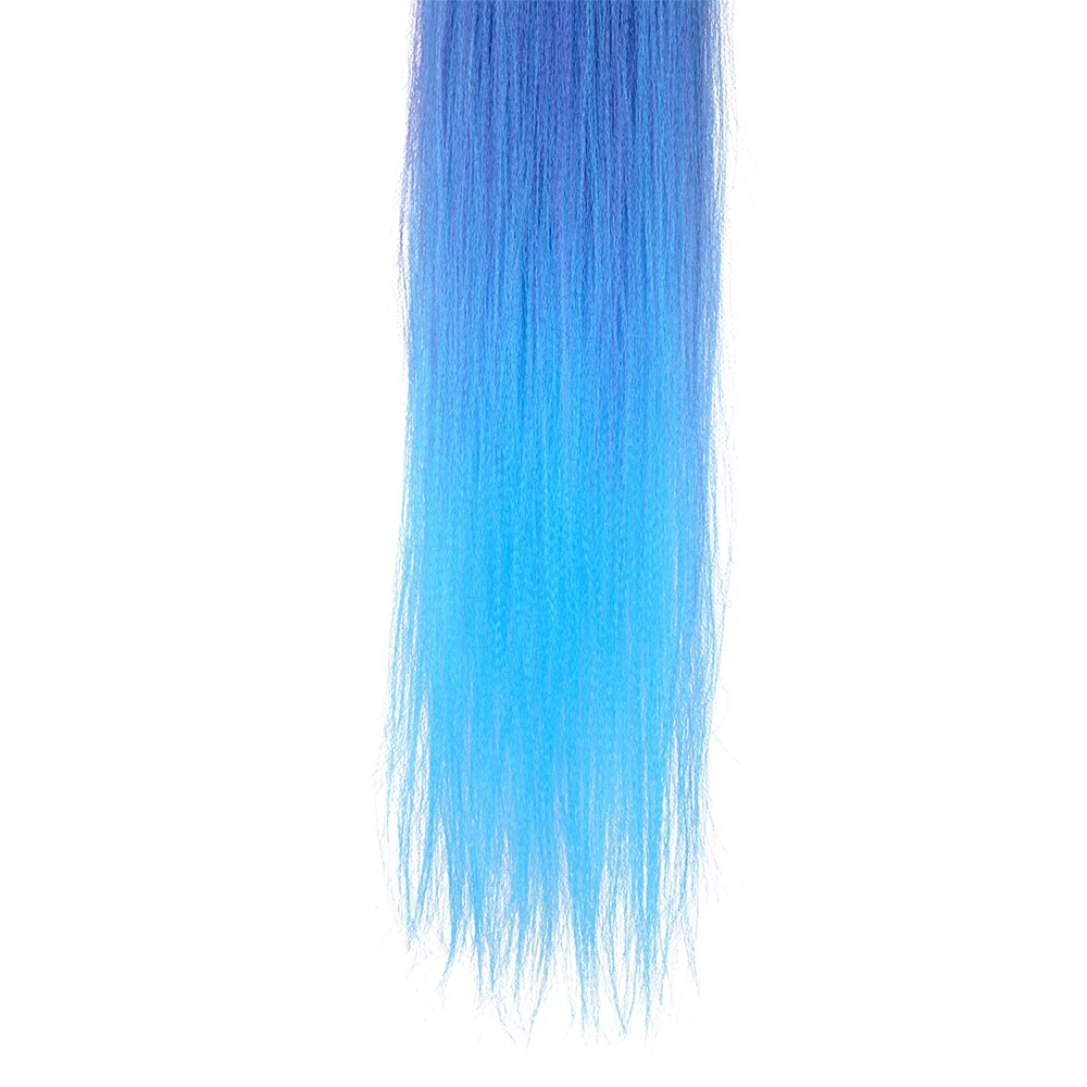 Extensión de cola de caballo con lazo elástico, trenza recta, envoltura elegante, Amarillo, Azul, gradiente, DIY, 26 pulgadas