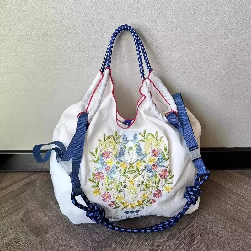 

Новая экологически чистая сумка в японском стиле с вышивкой на шариковой цепочке Tenghua, нейлоновая сумка для покупок с диагональю на плечо, большая вмести...