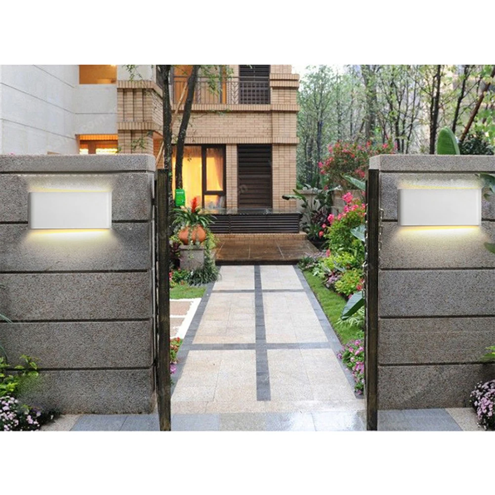 

12W Waterproof Led Wall Sconce Aluminium Frosted Surface Warm Light For Indoor Outdoor Stair Path Patio Solar Lighting Fixture
