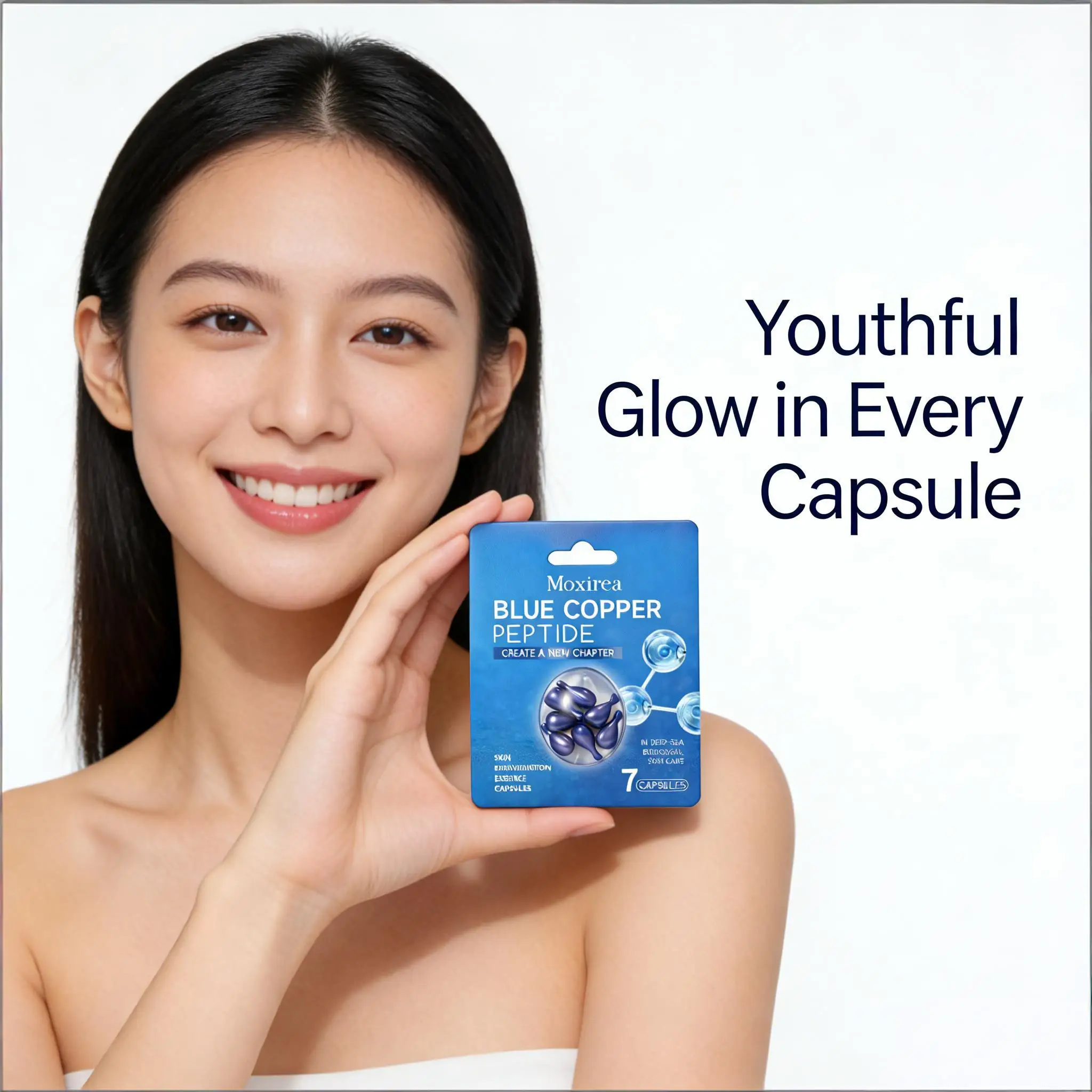 

Blue Copper Peptide Capsules Improve Dryness Enhance Skin Radiance Long-Lasting Moisturizing Lighten Spots Facial Care Essence