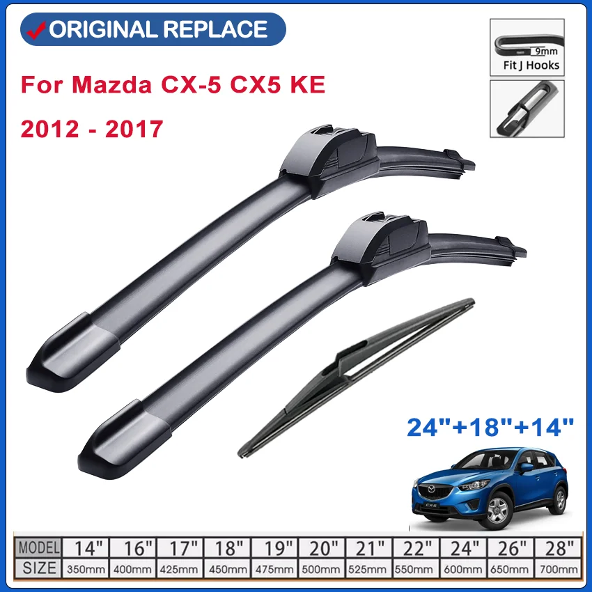 

Car Wiper Front & Rear Wiper Blades Set For Mazda CX-5 CX5 KE 2012 - 2017 Windshield Windscreen Window Brushes 24"+18"+14"