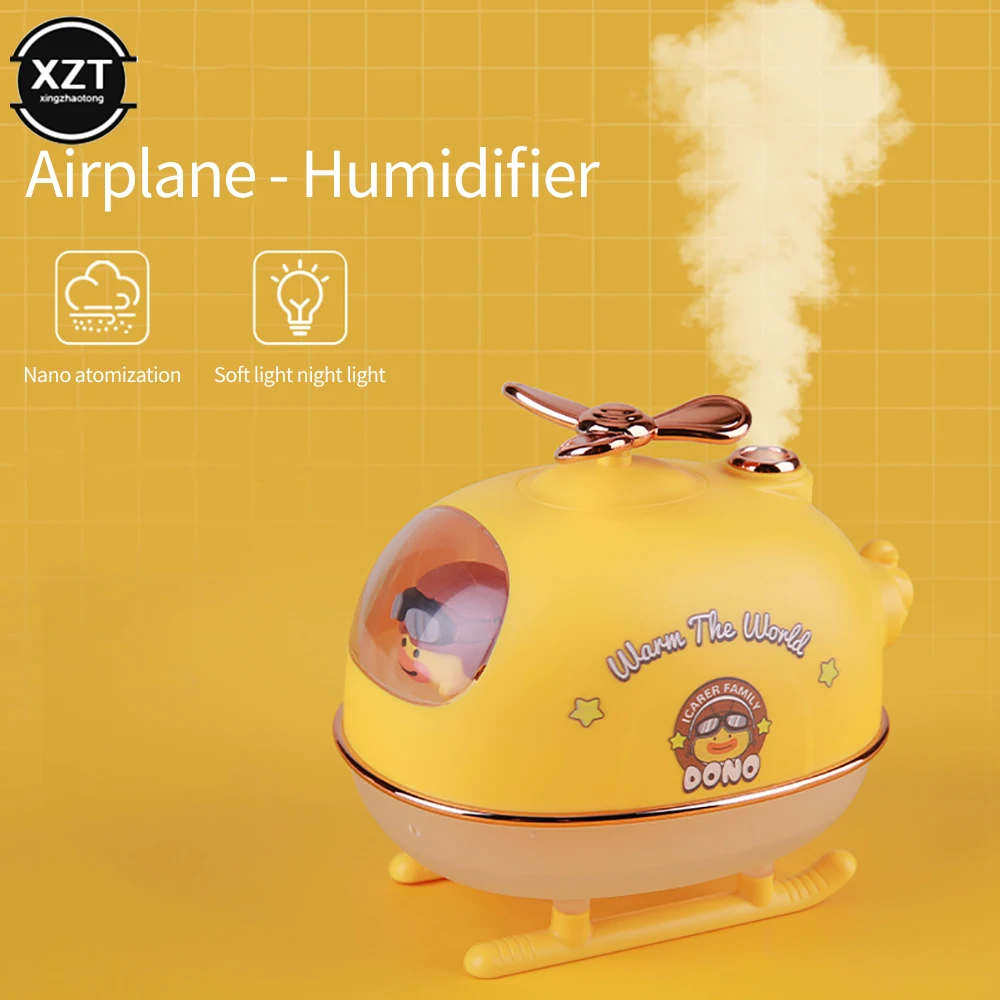 

300ml Cute Cartoon Helicopter Aroma Air Humidifier USB Electric Essential Oil Diffuser with Warm Night Light for Car Office Home